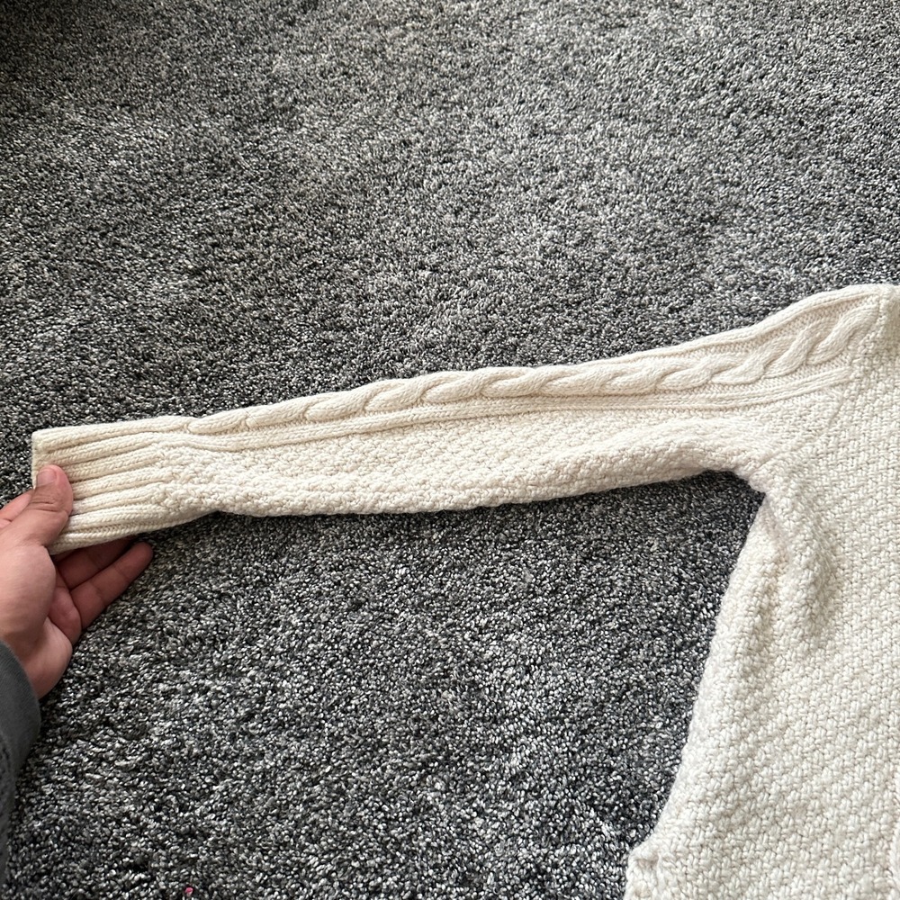 Abercrombie & Fitch Sweater Womens M White Cream Fishermen Cable Knit Pullover - Picture 4 of 16